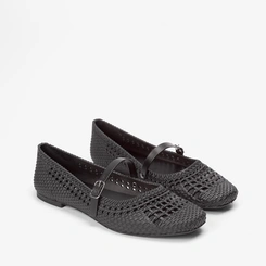 Sapatilha Boneca Feminina Penélope Textura Tressê Preto