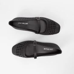 Sapatilha Boneca Feminina Penélope Textura Tressê Preto