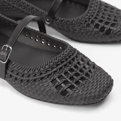Sapatilha Boneca Feminina Penélope Textura Tressê Preto