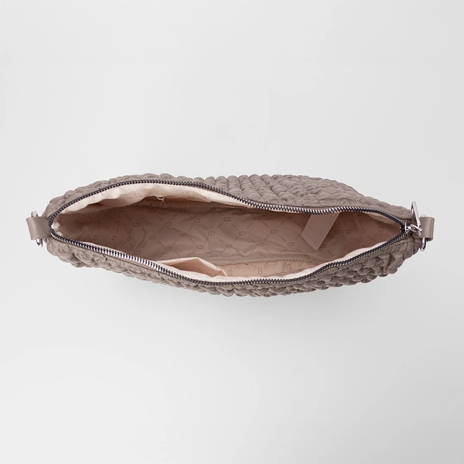 Bolsa Gabriela Grande Efeito Matelassê Marrom Claro