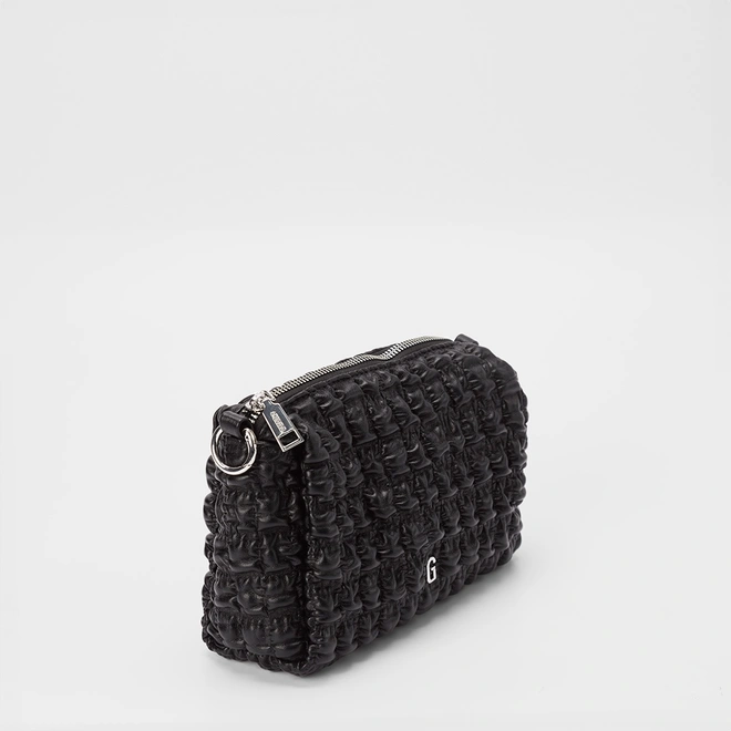 Bolsa Gabriela Pequena Efeito Matelassê Preto