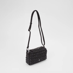 Bolsa Gabriela Pequena Efeito Matelassê Preto