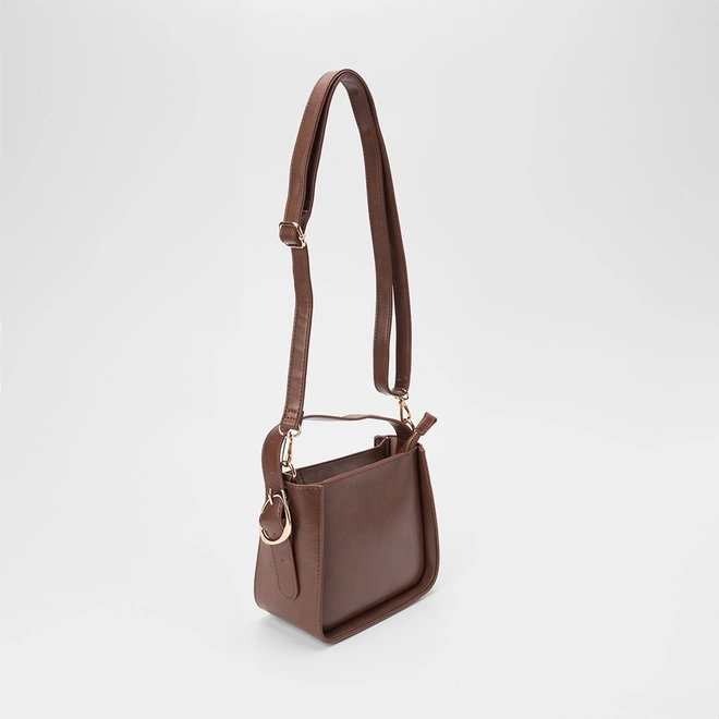 Bolsa Bucket Gabriela Pequena Detalhe Fivela Marrom