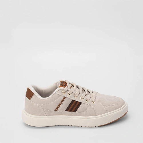 Tênis Ollie Masculino Casual Detalhe Lateral Bege