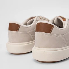Tênis Ollie Masculino Casual Detalhe Lateral Bege