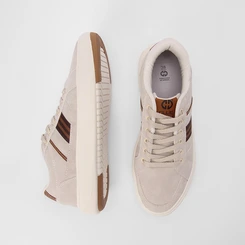 Tênis Ollie Masculino Casual Detalhe Lateral Bege