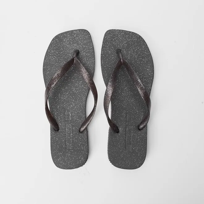 Chinelo Gabriela Perolado Glitter Preto