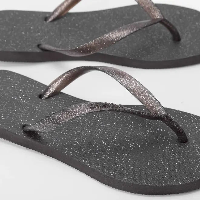 Chinelo Gabriela Perolado Glitter Preto