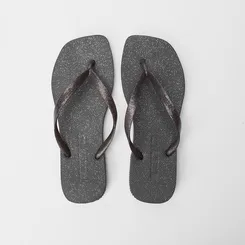 Chinelo Gabriela Perolado Glitter Preto