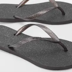 Chinelo Gabriela Perolado Glitter Preto