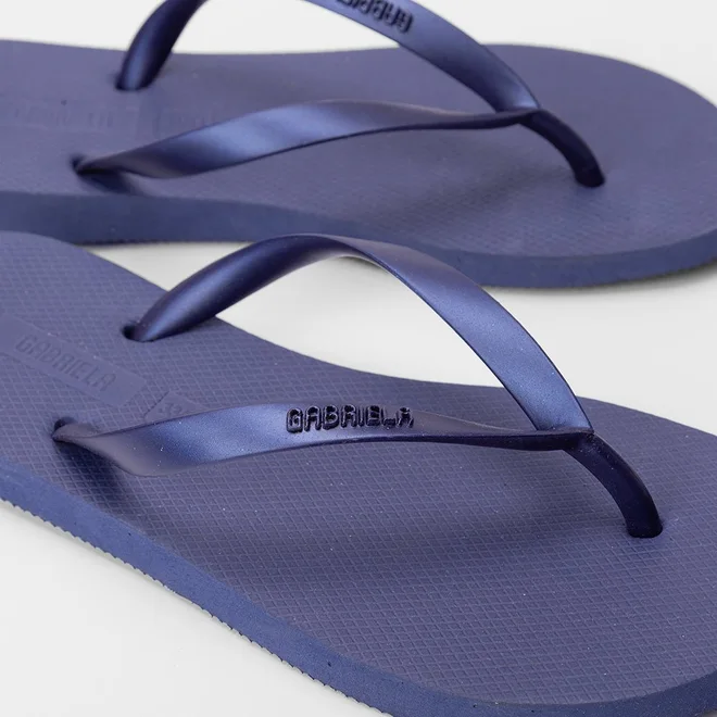 Chinelo Gabriela Tiras Peroladas Glitter Azul Marinho