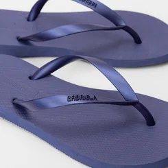 Chinelo Gabriela Tiras Peroladas Glitter Azul Marinho