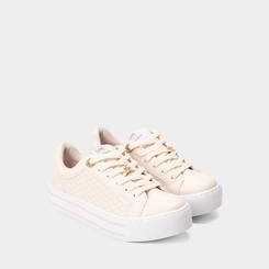 Tênis Casual Feminino Via Marte Flatform Detalhe Estrela Pespontos Marfim