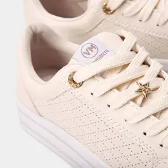 Tênis Casual Feminino Via Marte Flatform Detalhe Estrela Pespontos Marfim