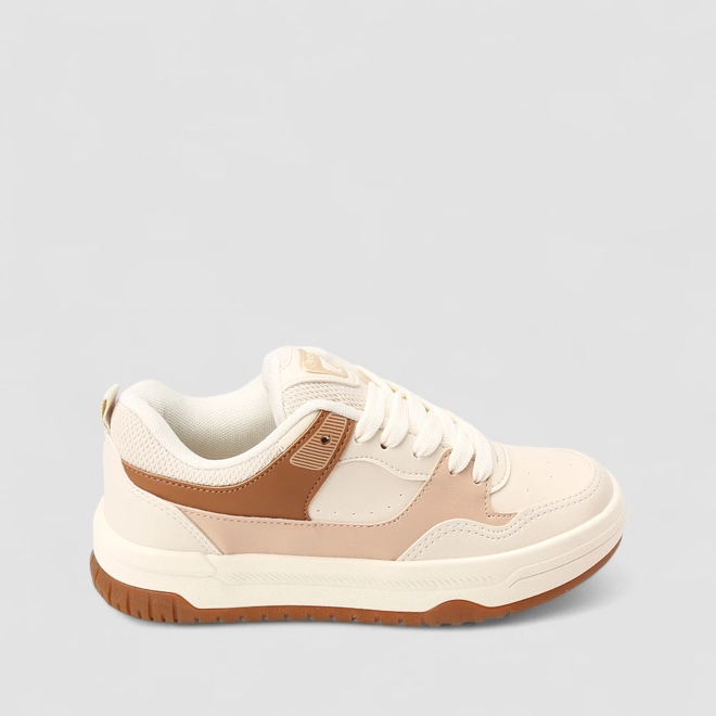 Tênis Casual Feminino Logus Nude & Off-White