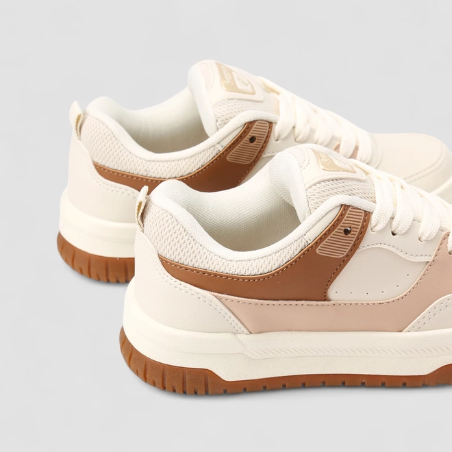 Tênis Casual Feminino Logus Nude & Off-White