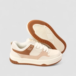 Tênis Casual Feminino Logus Nude & Off-White