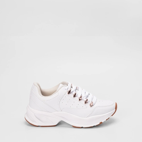 Tênis Chunky Gabriela  Detalhe Ilhós Metalizado Branco