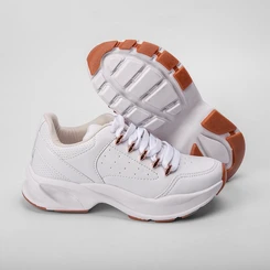 Tênis Chunky Gabriela  Detalhe Ilhós Metalizado Branco