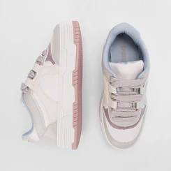 Tênis Gabriela Flatform Feminino Recortes Napa Off White