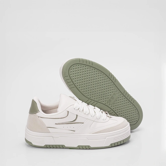 Tênis Gabriela Flatform Feminino Aplicação Off White