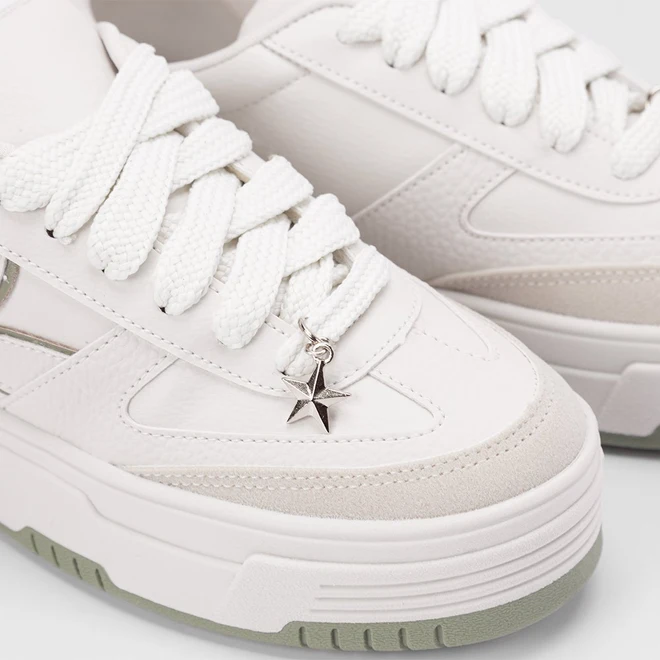 Tênis Gabriela Flatform Feminino Aplicação Off White