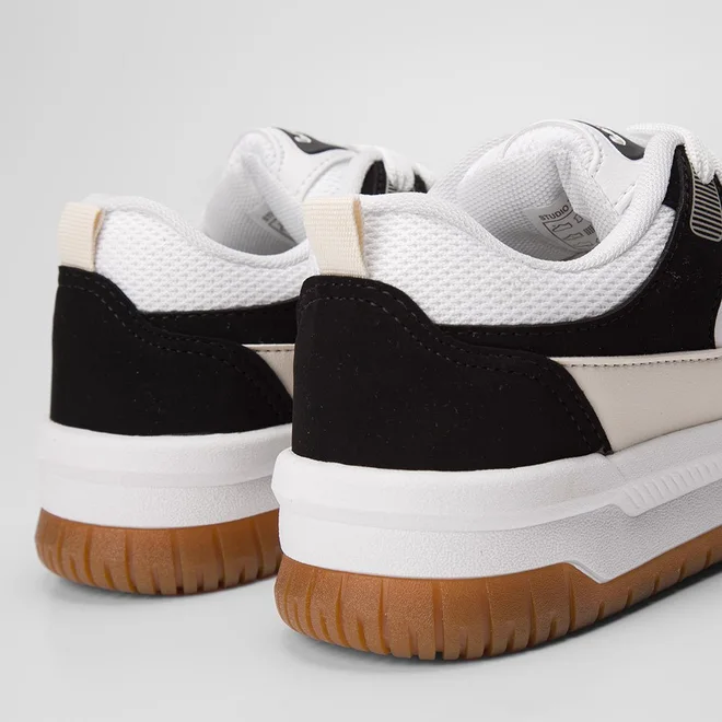 Tênis Feminino Logus Casual Recortes Branco & Preto