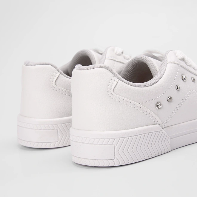 Tênis Kolosh Casual Aplicação Lateral Rebite & Strass Branco