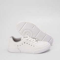 Tênis Kolosh Casual Aplicação Lateral Rebite & Strass Branco