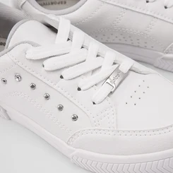 Tênis Kolosh Casual Aplicação Lateral Rebite & Strass Branco