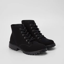Bota Coturno Penélope Tratorada Nobuck Preto