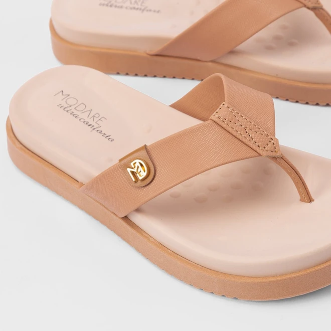 Tamanco Modare Flatform Tira de Dedo Nude