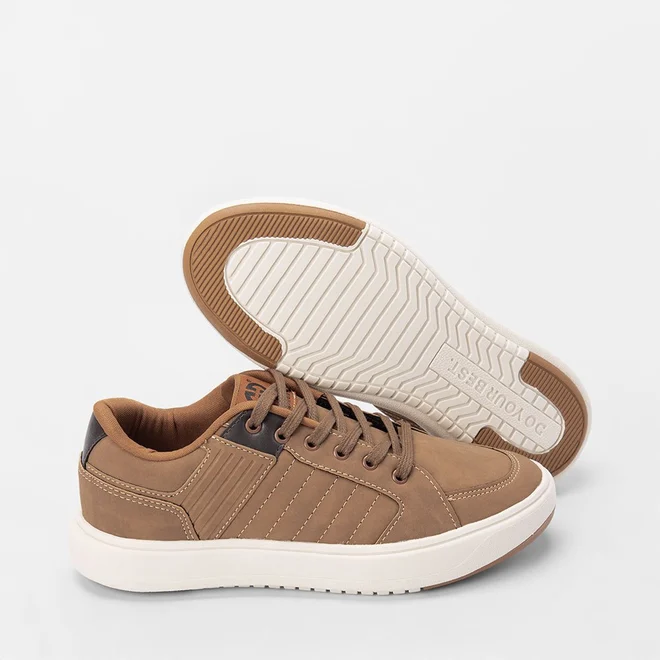 Tênis Ollie Miami Masculino Recortes Nobuck Caramelo
