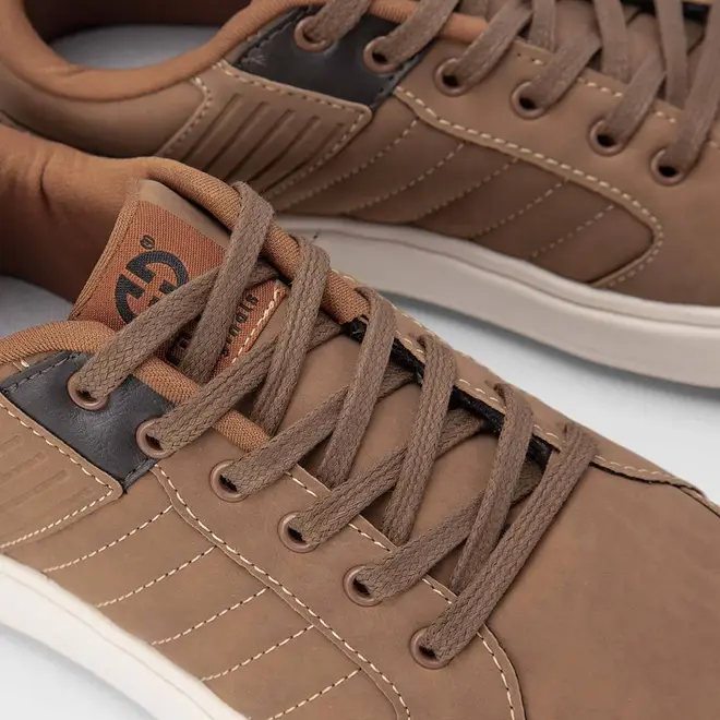 Tênis Ollie Miami Masculino Recortes Nobuck Caramelo