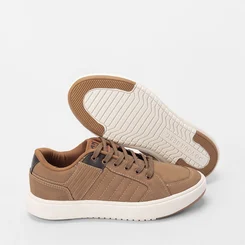 Tênis Ollie Miami Masculino Recortes Nobuck Caramelo
