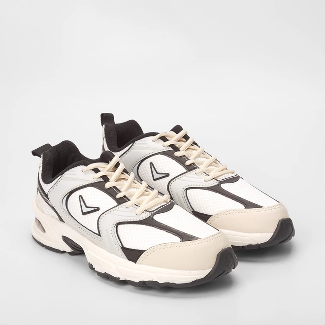 Tênis Vertus Esportivo Masculino Recortes Estilizados Cinza & Branco