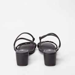 Sandália Penélope Tiras Tressê & Strass Regulável Preto