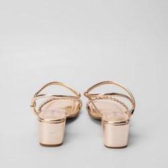 Sandália Penélope Tiras Tressê & Strass Regulável Dourado