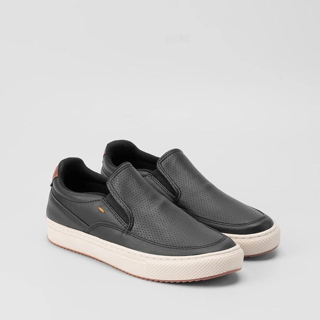Slip On Masculino Mac & Jac Detalhes Perfuros Preto