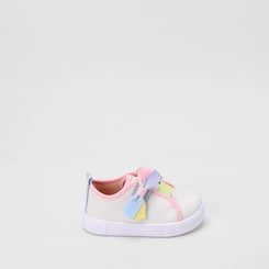 Tênis Infantil Gabrielinha Tira Contato Laço Branco & Rosa