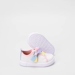 Tênis Infantil Gabrielinha Tira Contato Laço Branco & Rosa