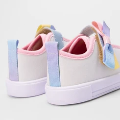 Tênis Infantil Gabrielinha Tira Contato Laço Branco & Rosa