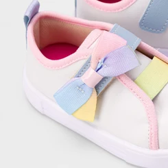 Tênis Infantil Gabrielinha Tira Contato Laço Branco & Rosa