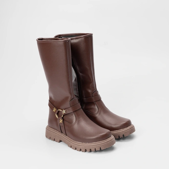 Bota Montaria Infantil Gabrielinha Detalhe Estrela Marrom