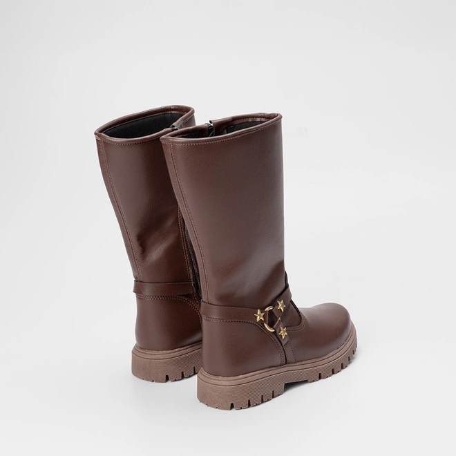Bota Montaria Infantil Gabrielinha Detalhe Estrela Marrom