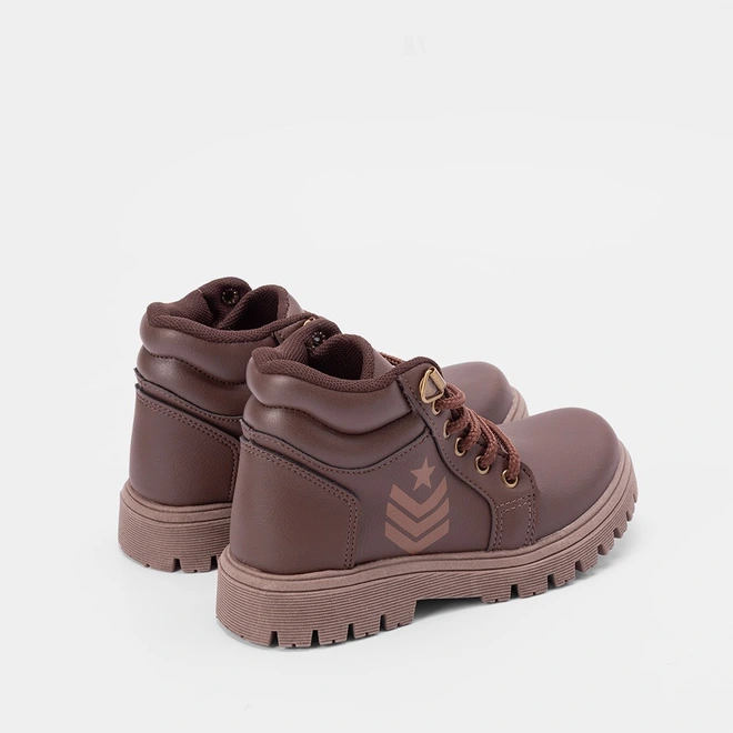 Bota Coturno Infantil Vertus Detalhe Lateral Marrom