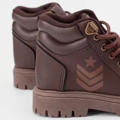 Bota Coturno Infantil Vertus Detalhe Lateral Marrom