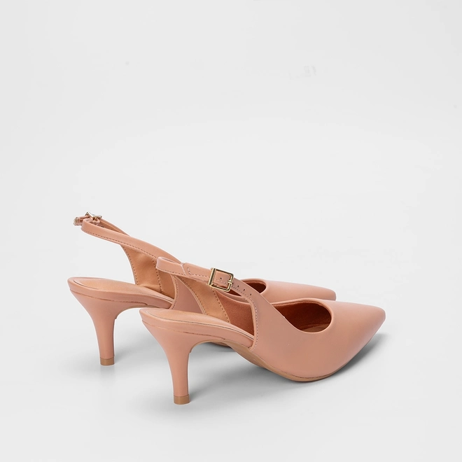 Scarpin Slingback Feminino Gabriela Salto Fino Nude