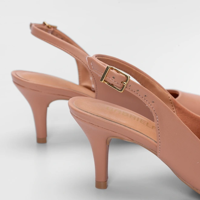 Scarpin Slingback Feminino Gabriela Salto Fino Nude