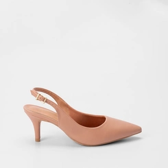 Scarpin Slingback Feminino Gabriela Salto Fino Nude
